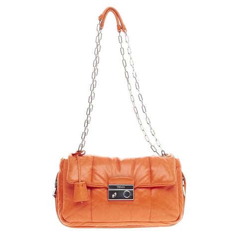 PRADA Nappa Bomber Flap Chain Shoulder Bag .